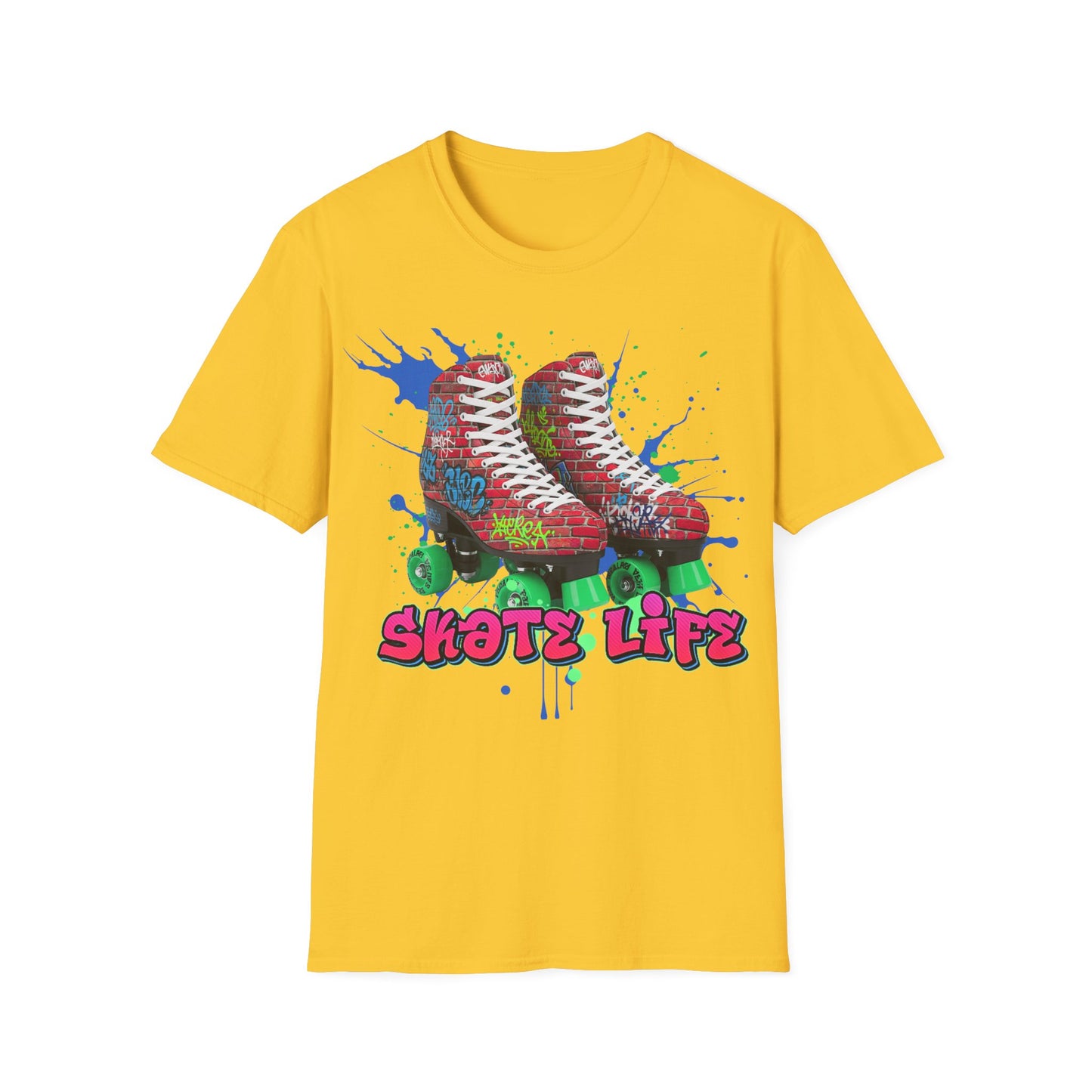 Adult "Skate Life" Paint Splattered Skates T-Shirt - Branch Brook Park Skating