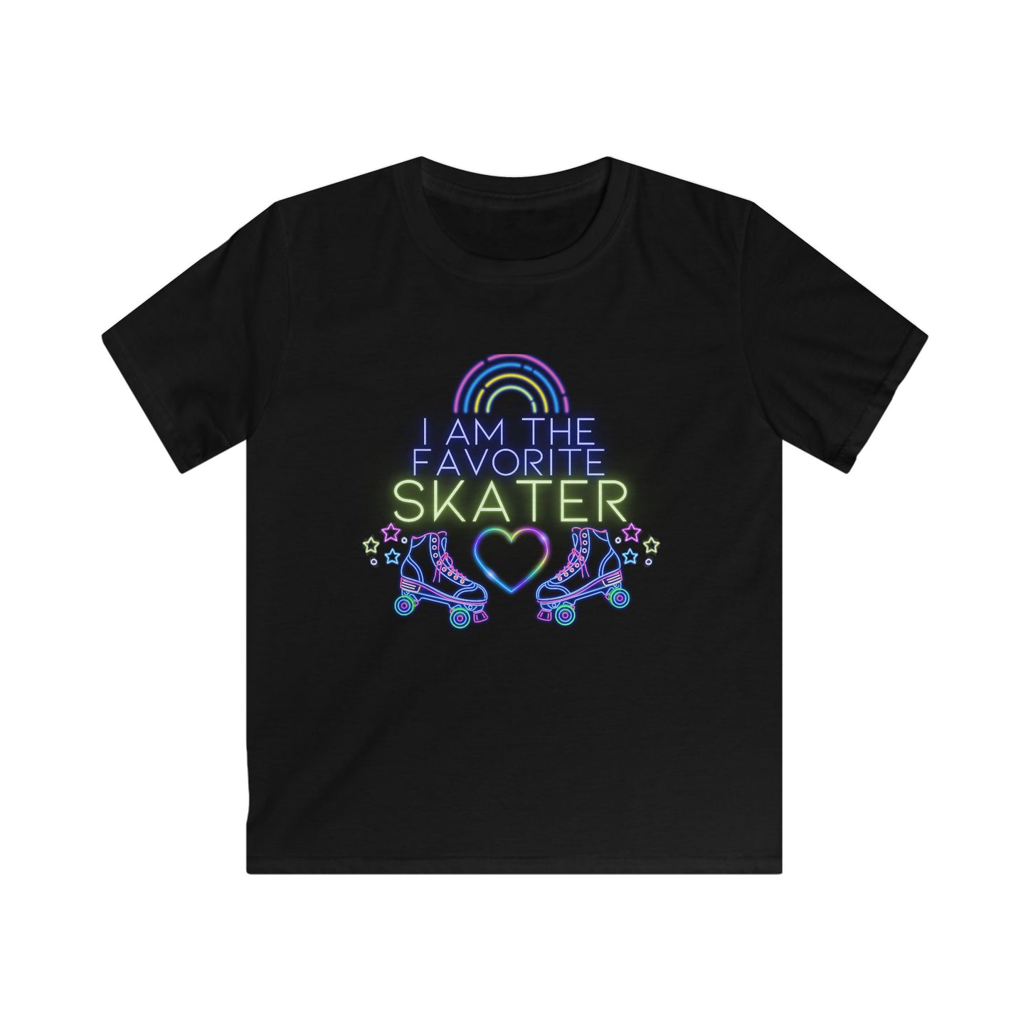 Roller Skating Kids Tee "I'm the Favorite Skater"  Skating Birthday Party Shirt for Boys and Girls, 100% Cotton
