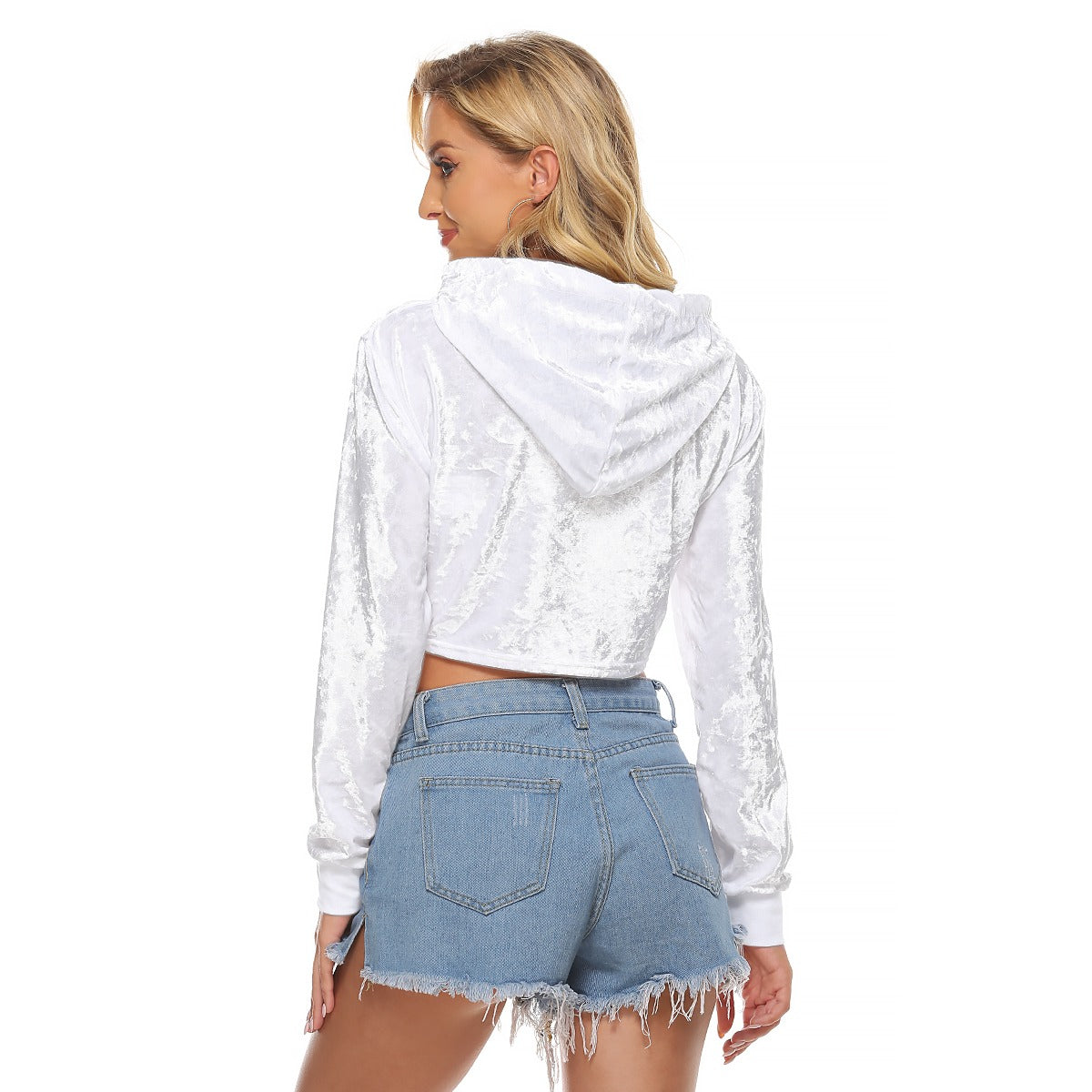 "Roller Girl" Crop Velvet Hoodie