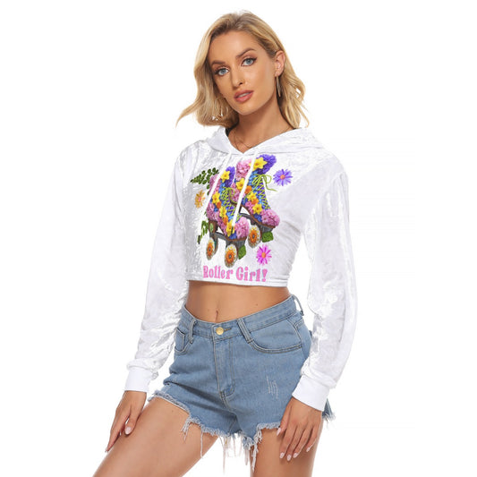 "Roller Girl" Crop Velvet Hoodie