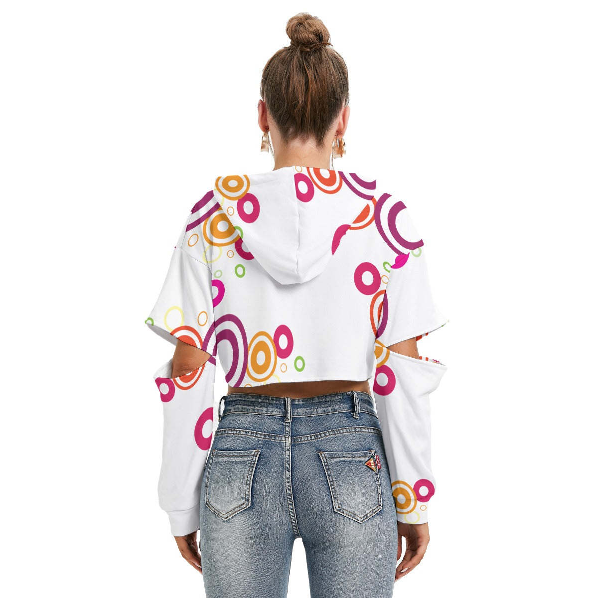 All-Over Print Women's Heavy Fleece Hoodie With Hollow Out Sleeve