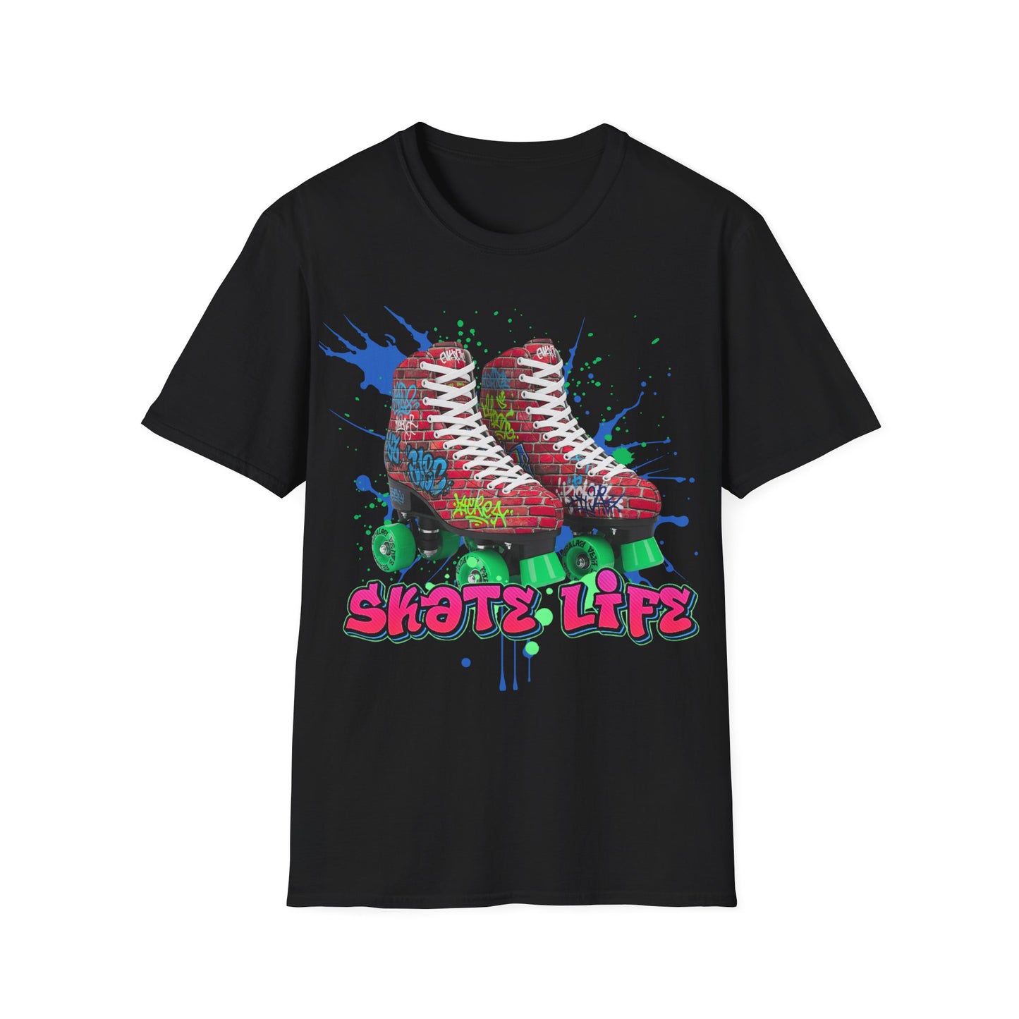 Adult "Skate Life" Paint Splattered Skates T-Shirt - United Skates of America - Wickliff, OH