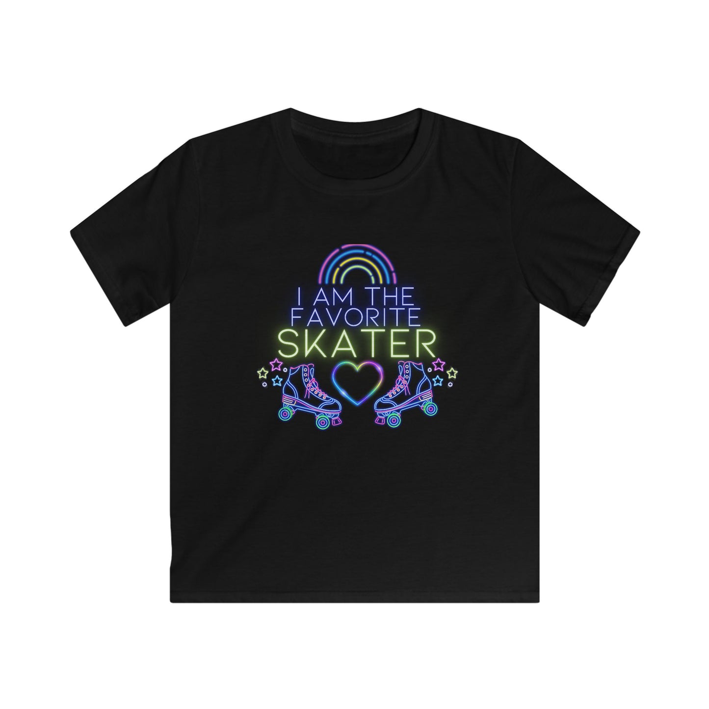 Kid's Roller Skating T-Shirt "I'm the Favorite Skater" Roller Skating Birthday Party Tee for Boys and Girls, 100% Cotton