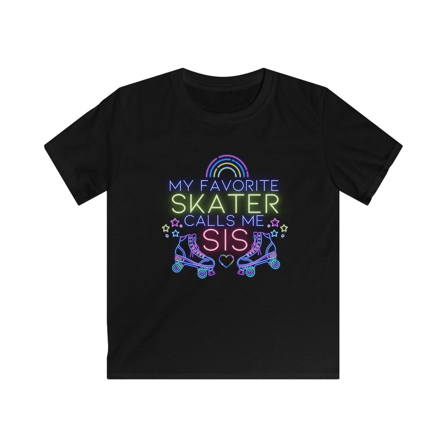 Girl's Roller Skating Birthday T-Shirt "My Favorite Skater Calls Me Sis" 100% Cotton Roller Skate Tee